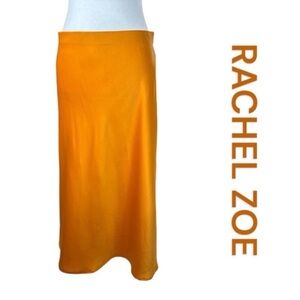 RACHEL ZOE Satin Midi Skirt, Not Lined, No Pockets, Elastic Waist, Size 6.